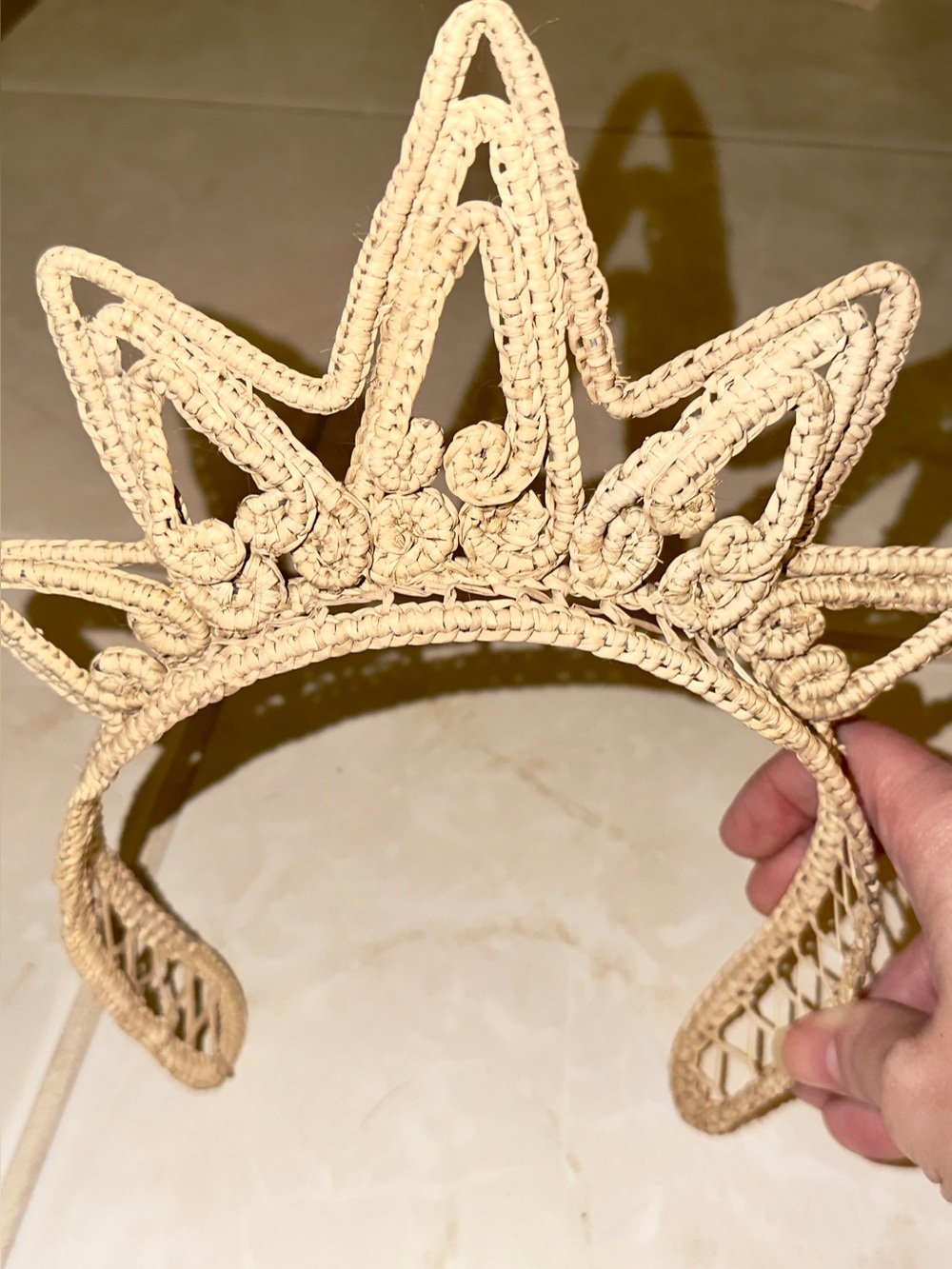 Rattan Crown Headband woven onto Metal, Organically Tan. Cool find. Handmade